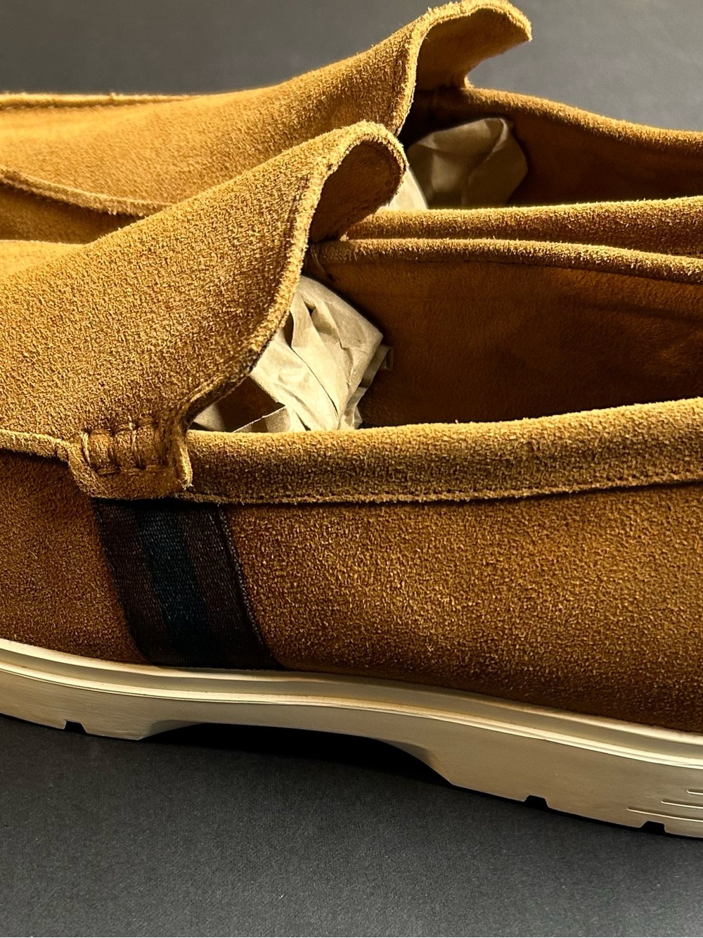 Aldo Pillow Walk Flex Odis Suede Slip-On Loafers, Med. Brown w/ design Size 14-R